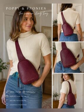 Poppy & Peonies Rare Berry (Wine Red) Roamer Sling Crossbody